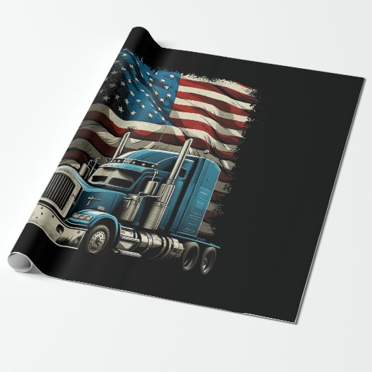 Trucker Amerikaanse vlag voor patriottische vracht Cadeaupapier (Uitgerold)