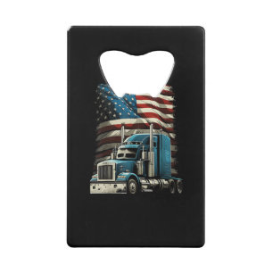 Trucker Amerikaanse vlag voor patriottische vracht Creditkaart Flessenopener