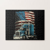 Trucker Amerikaanse vlag voor patriottische vracht Legpuzzel (Horizontaal)