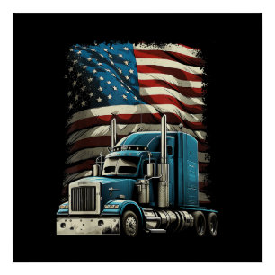 Trucker Amerikaanse vlag voor patriottische vracht Perfect Poster