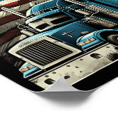 Trucker Amerikaanse vlag voor patriottische vracht Poster (Hoek)