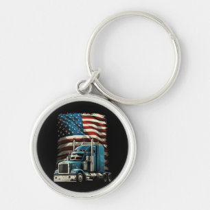 Trucker Amerikaanse vlag voor patriottische vracht Sleutelhanger