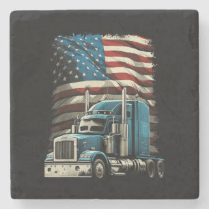 Trucker Amerikaanse vlag voor patriottische vracht Stenen Onderzetter
