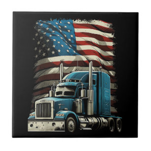 Trucker Amerikaanse vlag voor patriottische vracht Tegeltje