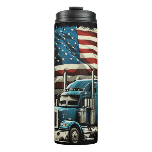 Trucker Amerikaanse vlag voor patriottische vracht Thermosbeker