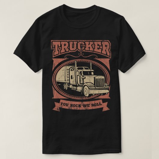 Trucker Big Rig Truck, vrachtwagenchauffeur, ROCK  T-shirt (Design voorkant)
