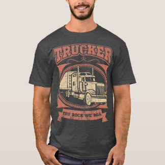 Trucker Big Rig Truck, vrachtwagenchauffeur, ROCK  T-shirt