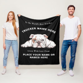 Trucker Bull Dog Gift Blanket (persoonlijke cadeau Fleece Deken