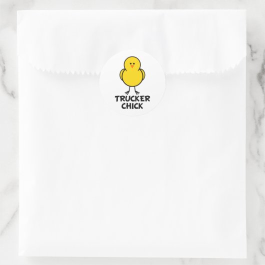 Trucker Chick Ronde Sticker (Tas)