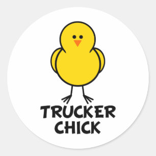 Trucker Chick Ronde Sticker
