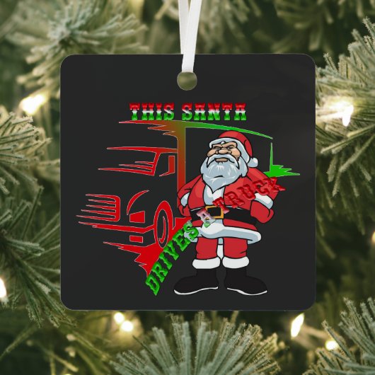 Trucker Christmas - Deze Kerstman rijdt een vracht Metalen Ornament (Insitu)