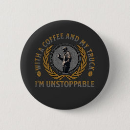 Trucker Coffee Cup Sterke Road Power Man Ronde Button 5,7 Cm
