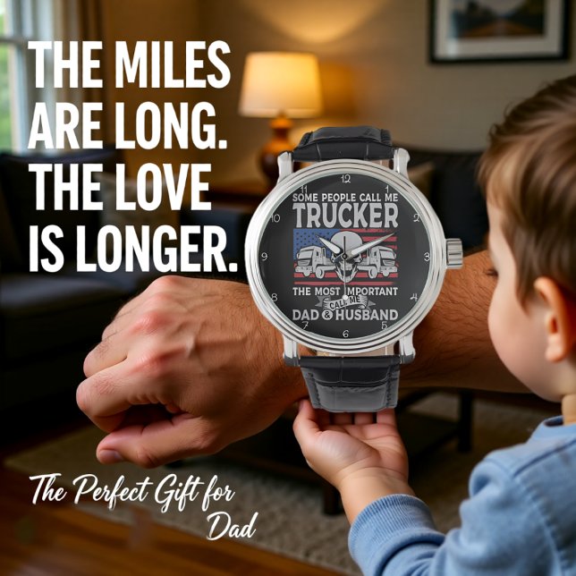 Trucker, Dad, Husband, American Skull Horloge (Creator heeft geüpload)