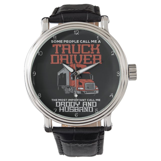Trucker: Daddy and Husband My World Horloge (Voorkant)