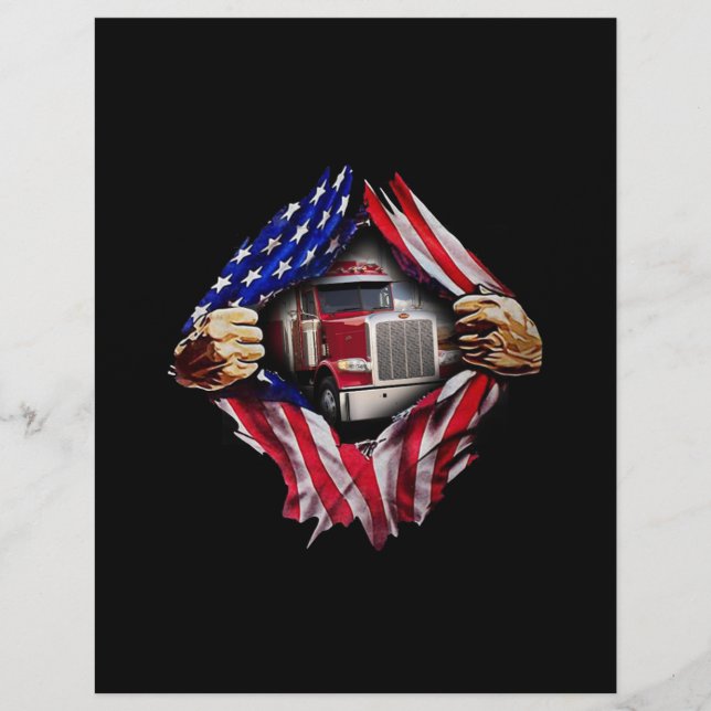 Trucker Driver American Flag Truck Briefhoofd (Voorkant)