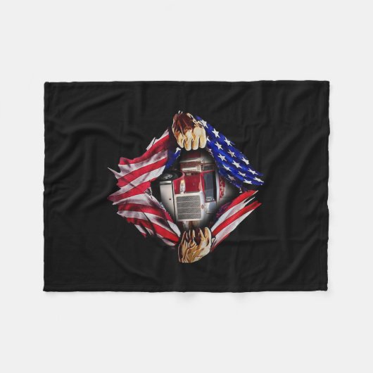 Trucker Driver American Flag Truck Fleece Deken (Voorkant (Horizontaal))