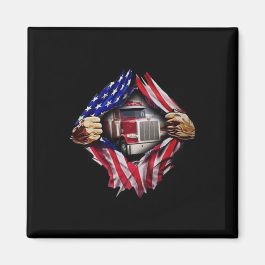 Trucker Driver American Flag Truck Magneet (Voorkant)