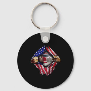 Trucker Driver American Flag Truck Sleutelhanger