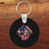 Trucker Driver American Flag Truck Sleutelhanger (Voorkant)