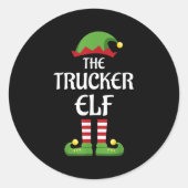 Trucker Elf Family Matching Group Christmas Ronde Sticker (Voorkant)