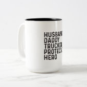 Trucker Fathers Day Tweekleurige Koffiemok (Voorkant links)