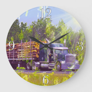 Trucker Gifts Logging Truck Wall Clock Grote Klok