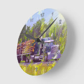 Trucker Gifts Logging Truck Wall Clock Ronde Klok (Hoek)