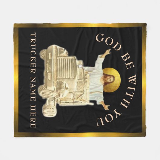 Trucker "GOD BE WITH YOU" Gepersonaliseerd geschen Fleece Deken (Voorkant (Horizontaal))