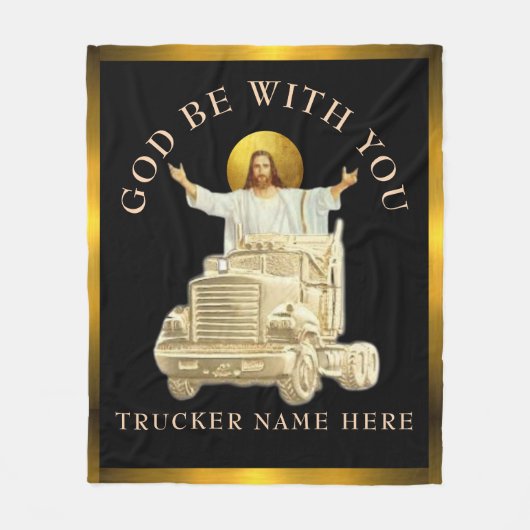 Trucker "GOD ZIJ MET U" Persoonlijk Cadeau Fleece Deken (Voorkant)