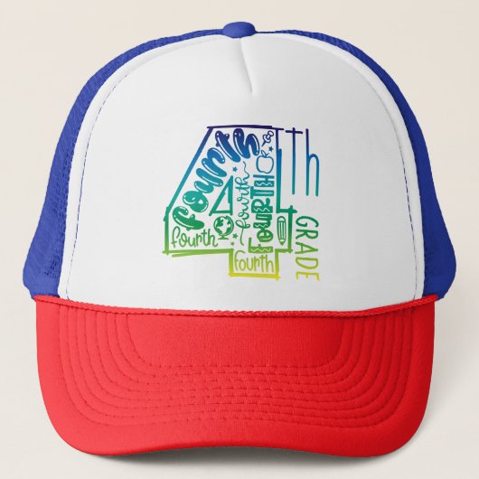 Trucker Hat 4e klas handgemaakt ontwerp Pet (Voorkant)