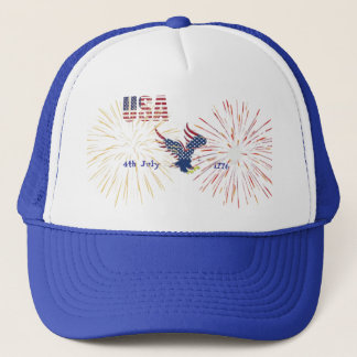 Trucker Hat America 4th July  Pet