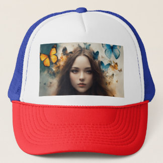Trucker Hat: Butterfly & Feather  Pet