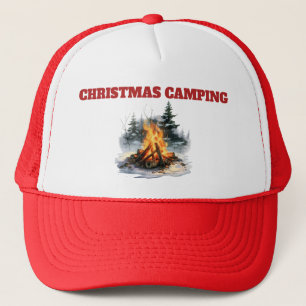 Trucker Hat-Christmas Camping Pet – Bonfire & Cozy
