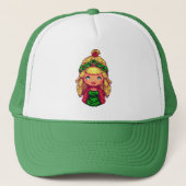 Trucker Hat Kerstmeisje Pet (Voorkant)