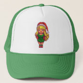 Trucker Hat Kerstmeisje Trucker Pet (Voorkant)