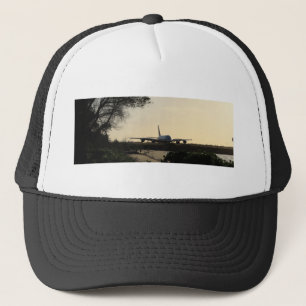 Trucker Hat met Airbus A380 Vliegtuig bij zonsopga Pet
