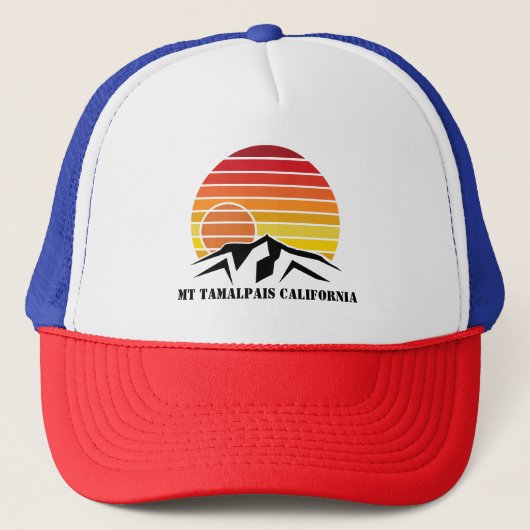 Trucker Hat Mt Tamalpais California Retro Sunset Pet (Voorkant)