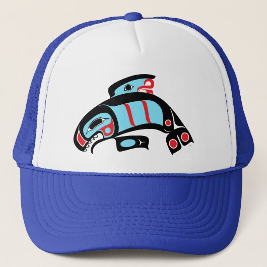 Trucker Hat - Orca Native American Indian Style Trucker Pet (Voorkant)