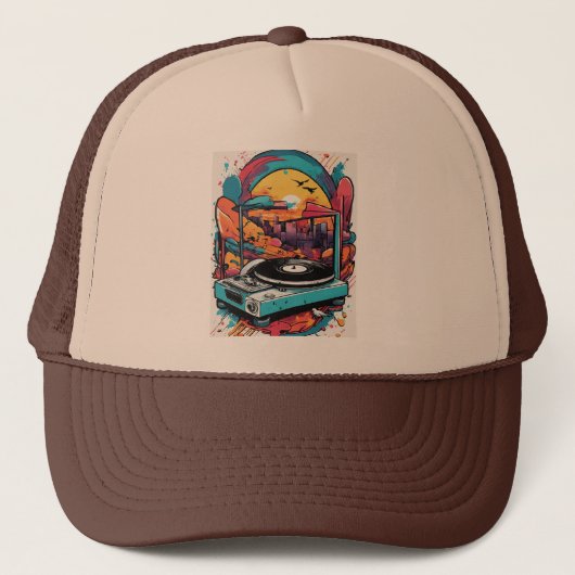 Trucker Hat "Stijlvolle dj thema Pet - Comforta (Voorkant)