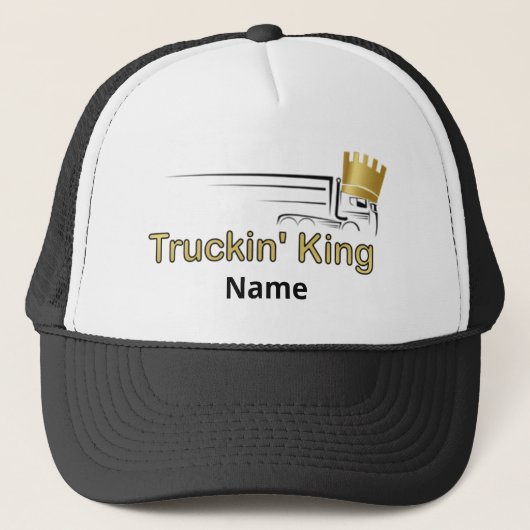 Trucker Hat - "Truckin' King" - Cab-over Semi Trucker Pet (Voorkant)