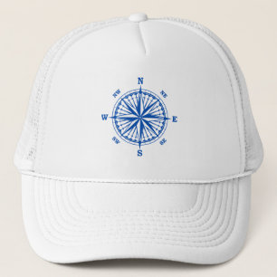 Trucker Hat van Navy Blue Nautical Compass Pet