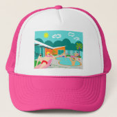 Trucker Hat van Retro Gay Pool Party Trucker Pet (Voorkant)