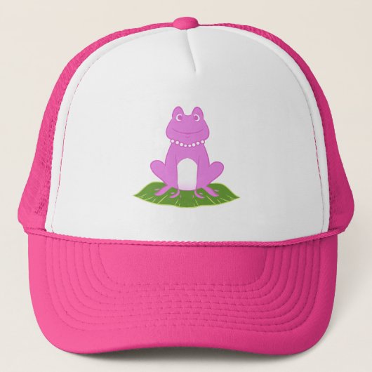 Trucker Hat van roze en groene kikkers Pet (Voorkant)