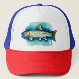 Trucker Hat - Waterverf Serie: Forel/Zalm Trucker Pet