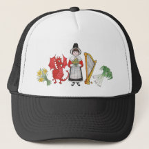 Trucker Hat: Welsh, Daffodils, Dragon, Prei, Harp