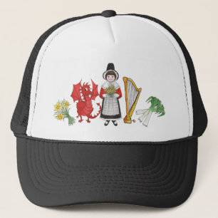 Trucker Hat: Welsh, Daffodils, Dragon, Prei, Harp Pet
