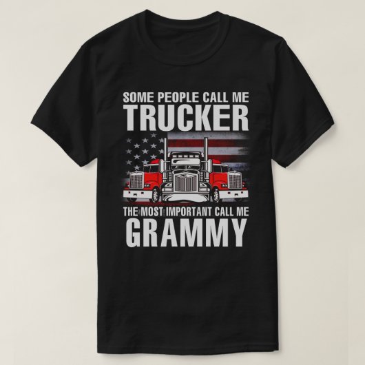 Trucker het belangrijkst noem me GRAMMY US Flag T-shirt (Design voorkant)