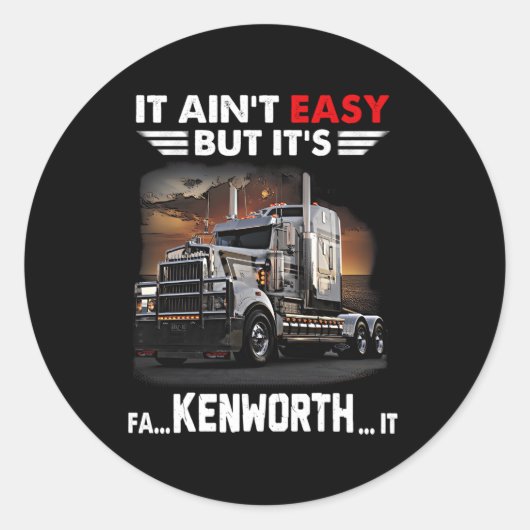 Trucker het is een Fa Kenworth Ronde Sticker (Voorkant)