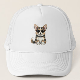 Trucker Hoed Punk Corgi in Zonnebril Edgy Hond Kun Pet