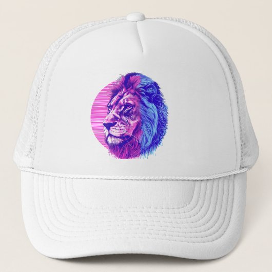 Trucker Lion Vaporwave Pet (Voorkant)